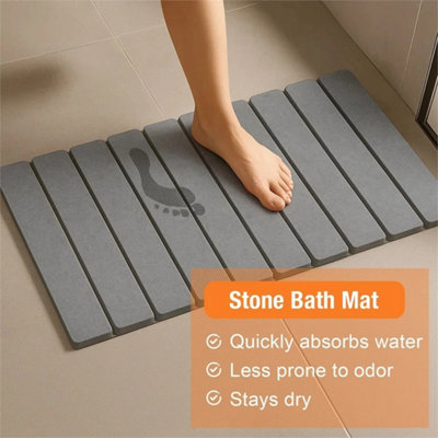 60X40 Cm Grey  Foldable Bath Mat Diatomite Stone Floor Mat With Nonslip SurfaceIdeal from B&Q