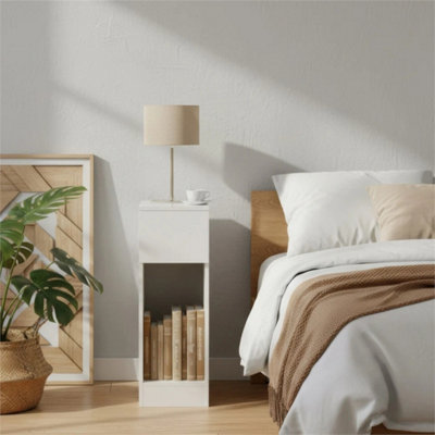 20Cm Slim Bedside TableWhite Narrow Nightstand With Drawer & ShelfSide Table from B&Q
