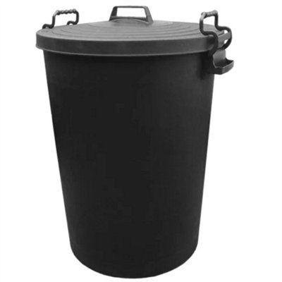 110L Litre Dustbin Large Heavy Duty Black Plastic Rubbish Waste Bin Garden Lid from B&Q