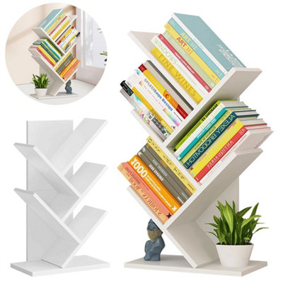 5-Tier Tree Bookshelf Bookcase Desk Book Rack Shelf Display Free Standing Wooden from B&Q