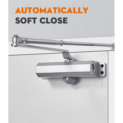 25-45Kg Heavy Duty Fire Rated Overhead Door Closer Softs Opener Close Adjustable from B&Q