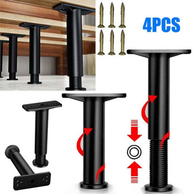 4X Bed Legs Adjustable Retractable Heavy Duty Bed Center Frame Support Feet Leg from B&Q