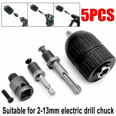 2- 13mm Keyless Drill Chuck Screwdriver Impact Driver Adapter 1/4" Hex-Shank from B&Q