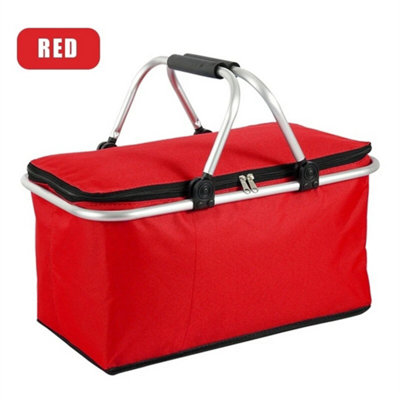 30L Red Large Insulated Folding Lunch Picnic Bag Camping Cooler Hamper Basket Box from B&Q