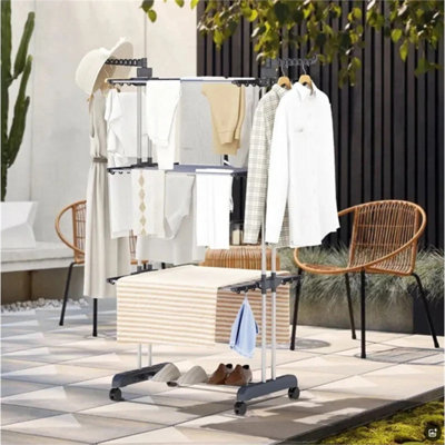 4 Tier Foldable Clothes Airer Rack Indoor Outdoor Dryer Laundry Dry Rail Hanger from B&Q