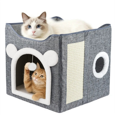 Large Cat Cave For Pet House With Fluffy Ball Hanging And Scratch Pad from B&Q