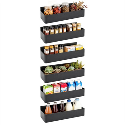 Black 6 Pack Magnetic Storage Rack Hanging Metal Organizer Shelf Holder Refrigerator from B&Q