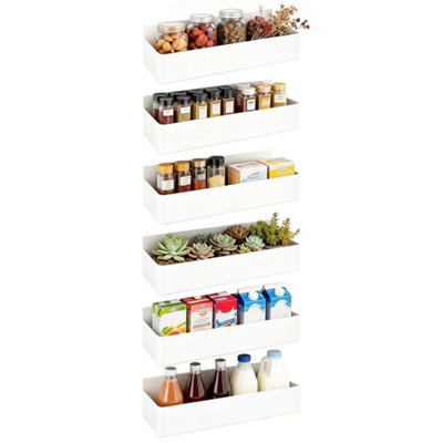 White 6 Pack Magnetic Storage Rack Hanging Metal Organizer Shelf Holder Refrigerator from B&Q