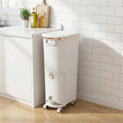 80L-2 Inner  Kitchen Rubbish Waste Bin Recycling Dual Compartment Dustbins With Wheels from B&Q