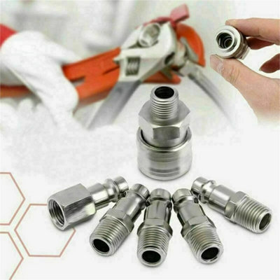 20Pcs Euro 1/4'' Bsp Air Line Fitting Hose Compressor Quick Release Connector from B&Q
