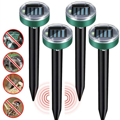 4X Ultrasonic Solar Mole Rat Repellent Pest Scarer Deterrent Repeller For Garden from B&Q