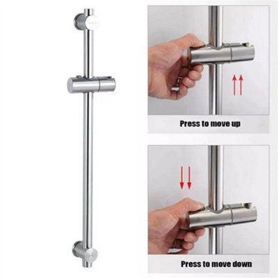  - Shower Riser Rail Kit Adjustable Chrome Head Holder Bracket Bathroom Shower Rod