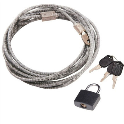 - Long 3M Steel Security Vinyl Coated Cable & Padlock Bike/car/trailer/secure Lock