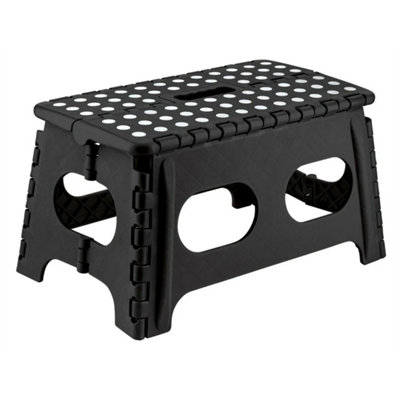 Black 150Kg Wide Folding Step Stool Home Easy Storage Multi Purpose Foldable Stepstool from B&Q