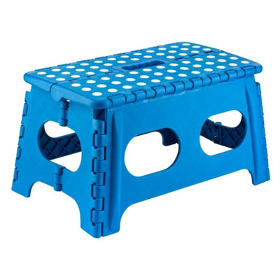Blue 150Kg Wide Folding Step Stool Home Easy Storage Multi Purpose Foldable Stepstool from B&Q