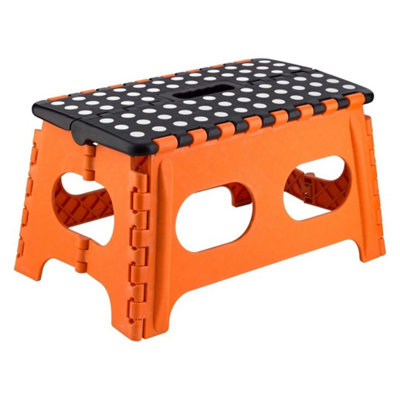 Orange 150Kg Wide Folding Step Stool Home Easy Storage Multi Purpose Foldable Stepstool from B&Q