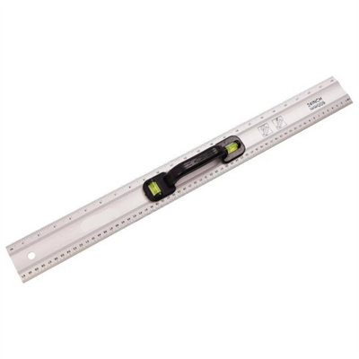 Aluminium Ruler With Spirit Level & Handle 24" 60Cm Builders Levelling Measuring from B&Q