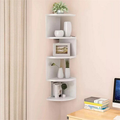 5 Tier Floating Corner Shelves Wooden Storage Display Shelf Units Wall Mount from B&Q