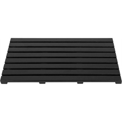 Black Bamboo Duckboard Bath MatAnti-Slip Slatted Shower Spa Bathroom Floor from B&Q