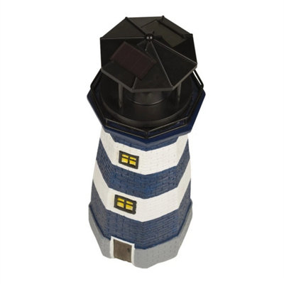 Solar Revolving Lighthouse / 40Cm/ Blue & White from B&Q