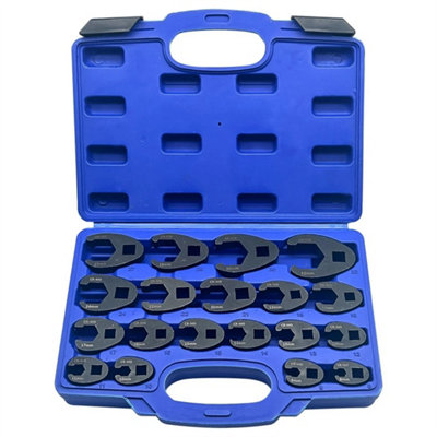 - Crow Foot Spanner Set 8-32mm Crow's Feet Wrench Open End 19Pc 3/8" 1/2" Drive