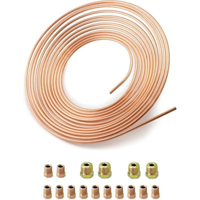 3X 25Ft Copper Nickel Brake Pipe Hose Line Tube Roll 3/16'' Tubing + 48 Nuts New from B&Q