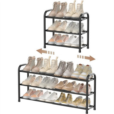 Expandable Shoe Rack 3 Tier Adjustable Shoe Organizer Shelf For Closet Metal from B&Q