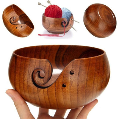 Large Wooden Yarn Bowl Knitting Crochet Holder Yarn Wool Storage Organizer Tool from B&Q