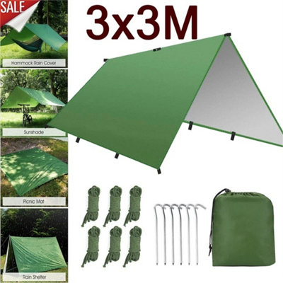 3X3M Camping Hammock Tent Tarp Rain Fly Cover Waterproof Shelter Lightweight Hot from B&Q