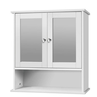  - Double Mirror Cabinet With Shelf Wall Mounted Storage Bathroom Toilet Home