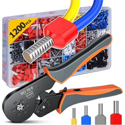 1200 Ferrule Bootlace Crimper Crimping Pliers Kit 0.08-16mm² Wire Connectors from B&Q