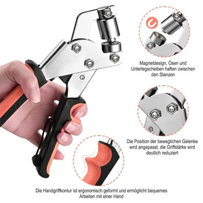 Eyelet Punch Kit  Grommet Press Hole Punch Plier And  Silver Eyelets Set from B&Q