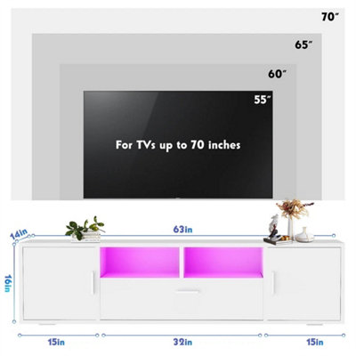 Tv Stand 160Cm High Gloss Tv Unit Cabinet Sideboard With Led Light & Drawers