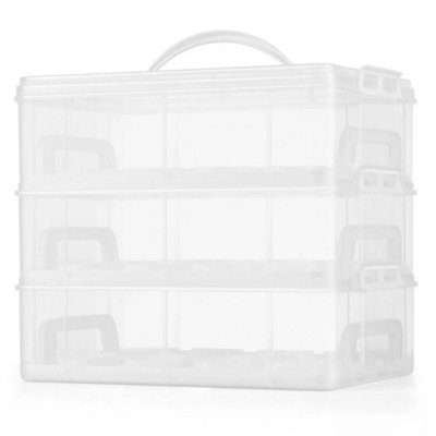 3 Tier Plastic Cake Box Carrier Cupcake Storage Box Container Clear With Lid from B&Q