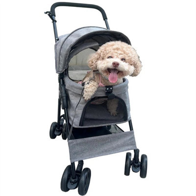 Grey Foldable Travel Pet Stroller Dog Pushchair Pram Jogging Carrier Buggy Cart from B&Q