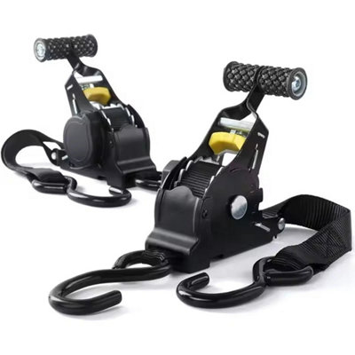  - 2X Heavy Retractable Auto Retract Ratchet Tie Down Strap 25mm X 3.3 M+Hook