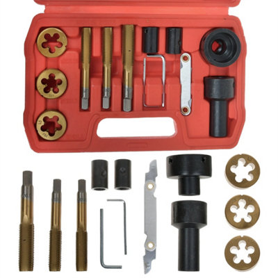Tap & Die Set For Wheel Studs & Nuts Repair Tool With Holders M12 M14 13Pcs from B&Q