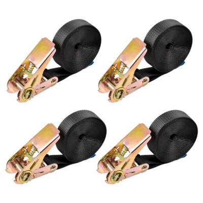 4 Packs Lashing Ratchet Straps Cargo Luggage Tie Down Car Roof Rack 6M X 25mm from B&Q