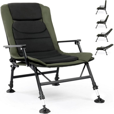 Portable Folding Carp Fishing Camping Chair Recliner Adjustable Mud Feet Outdoor from B&Q