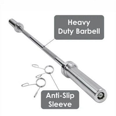 Olympic Barbell Bar 2 Inch Spring Clips Gym Weight Lifting 6Ft from B&Q