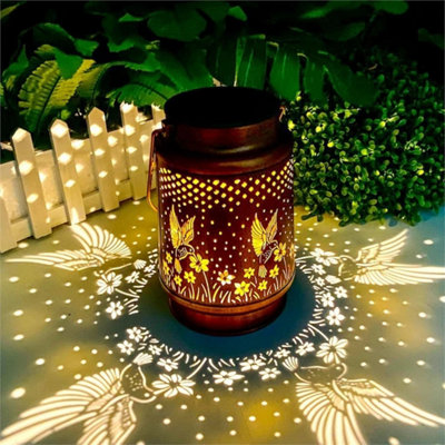 Hummingbird Metal Solar Lantern Hanging Light Outdoor Garden Pathway Table Decor from B&Q