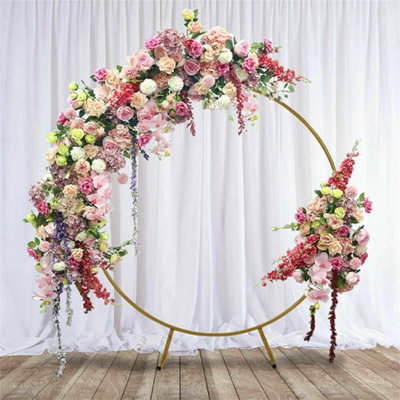 2M Round Hoop Balloon Arch Backdrop Flower Gold Display Stand Frame Wedding New from B&Q