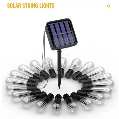 20Led Solar Powered Retro Bulb String Light Garden Outdoor Fairy Christmas Lamp from B&Q