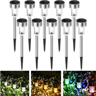 Colorful 10Pack Solar Stake Lights Outdoor Garden Patio Lawn Landscape Pathway Lighting from B&Q