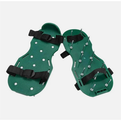 2Pcs Lawn Aerating Spiked Shoes Grass Aerator Sandals Adjustable Straps Green from B&Q