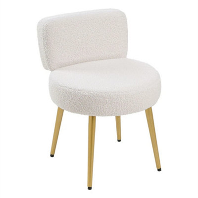 Teddy Fleece Stool Bedroom Upholstered Vanity Dressing Soft Table Chair Seats from B&Q