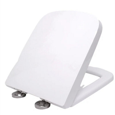 Bathroom Square Toilet Seat Heavy Duty White Soft Close Top Quick Release Hinges