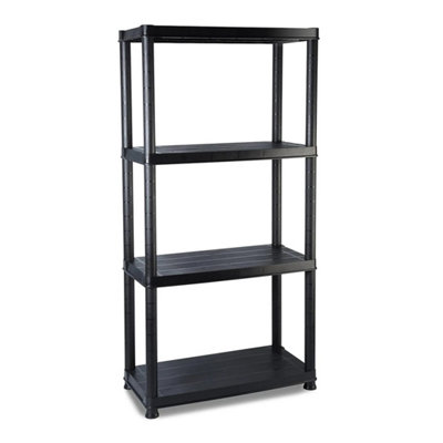  - 4 Tier Plastic Shelf Shelving Unit Storage Racking Shelves Garage Warehouse Shed