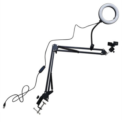 Overhead Phone Mount With Ring Light Flexible Arm Tripod Phone Camera Holder. from B&Q