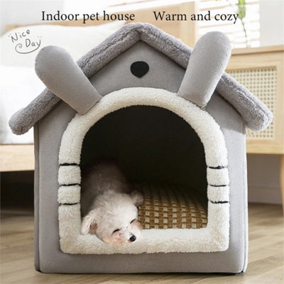 M Size Pet Cat Kitten Dog Beds Igloo Fleece Bed Pyramid Cozy Washable Warm House Cave from B&Q